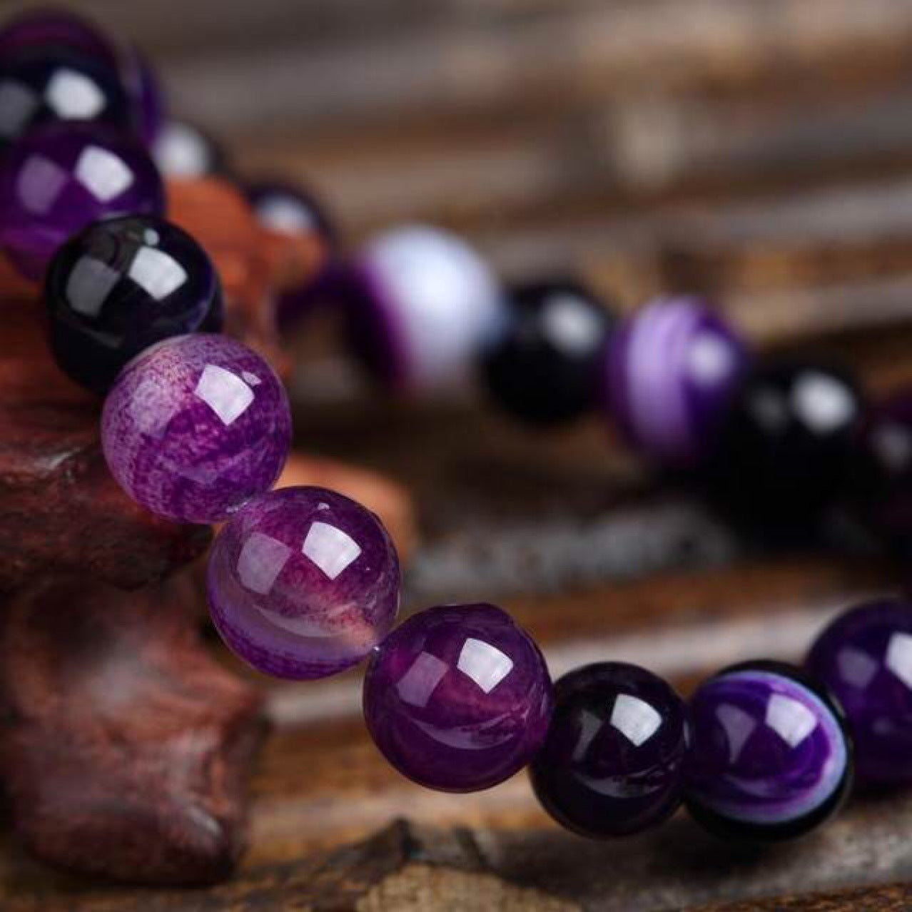 Bracciale in pietra naturale viola - Agata