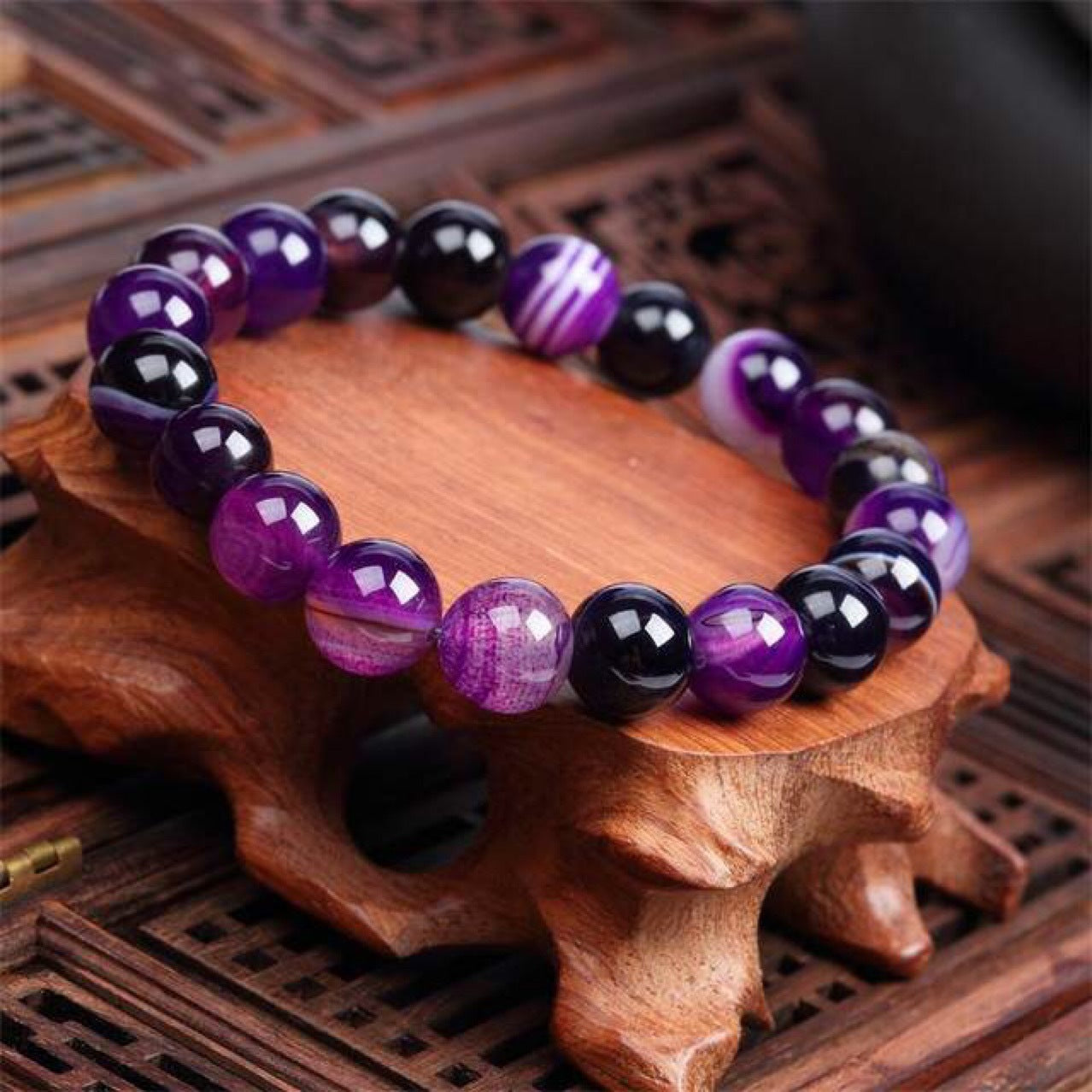 Bracciale in pietra naturale viola - Agata